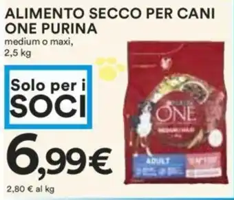 Coop ALIMENTO SECCO PER CANI ONE PURINA medium o maxi, 2,5 kg offerta