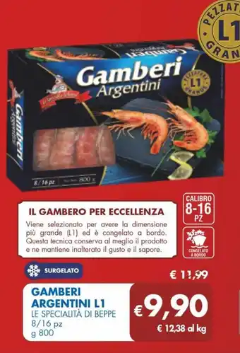 MD Discount GAMBERI ARGENTINI L1 LE SPECIALITÀ DI BEPPE 8/16 pz g 800 offerta