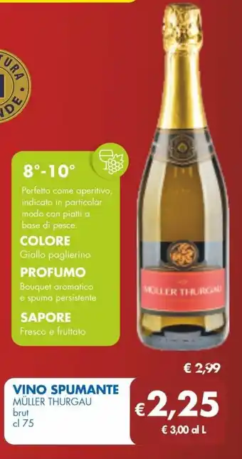 MD Discount VINO SPUMANTE MÜLLER THURGAU brut cl 75 offerta