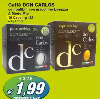 Prix Quality Don Carlos Caffè compatibili con Macchine Lavazza A Modo Mio 16 Caps 112 g offerta