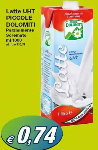 Prix Quality Piccole Dolomiti Latte UHT Parzialmente Scremato 1000 ml offerta
