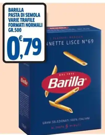 SuperDay BARILLA PASTA DI SEMOLA VARIE TRAFILE FORMATI NORMALI GR.500 offerta