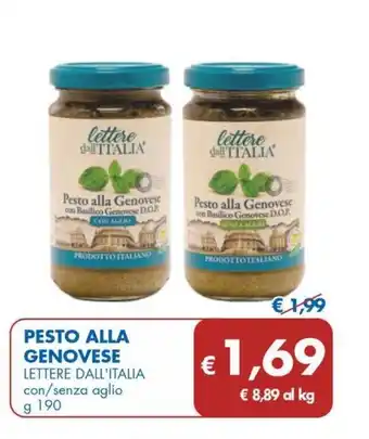 MD Discount PESTO ALLA GENOVESE LETTERE DALL'ITALIA con/senza aglio g 190 offerta