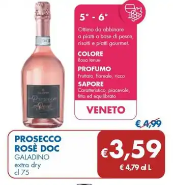 MD Discount PROSECCO ROSÈ DOC GALADINO extra dry cl 75 offerta