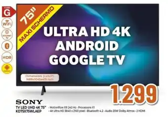 Expert SONY TV LED UHD 4K 75" KD75X75WLAEP offerta