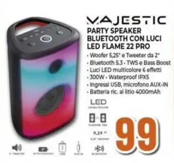 Expert MAJESTIC PARTY SPEAKER BLUETOOTH CON LUCI LED FLAME 22 PRO offerta