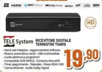 Expert TELE System RICEVITORE DIGITALE TERRESTRE TS6815 offerta