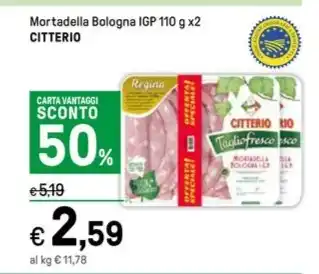 Iper La Grande Mortadella Bologna IGP 110 g x2 CITTERIO offerta