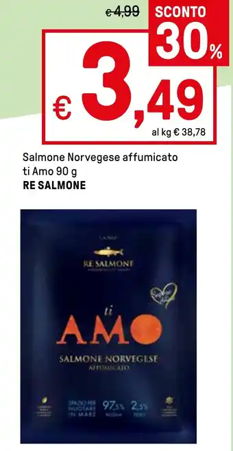 Iper La Grande Salmone Norvegese affumicato ti Amo 90 g RE SALMONE offerta