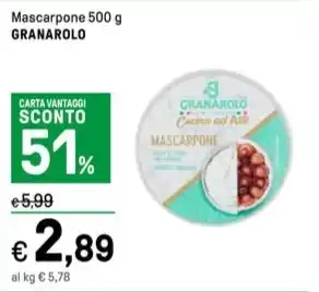 Iper La Grande Mascarpone 500 g GRANAROLO offerta