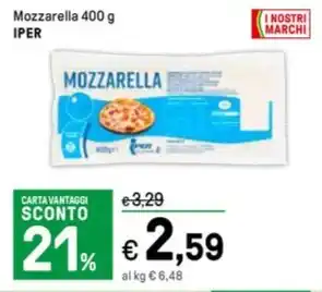 Iper La Grande Mozzarella 400 g IPER offerta