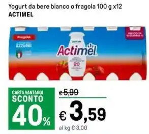Iper La Grande Yogurt da bere bianco o fragola 100 g x12 ACTIMEL offerta