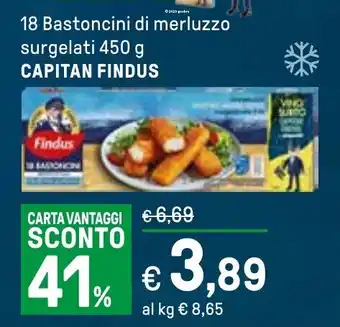 Iper La Grande 18 Bastoncini di merluzzo surgelati 450 g CAPITAN FINDUS offerta