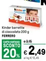 Iper La Grande Kinder barrette di cioccolato 200 g FERRERO offerta