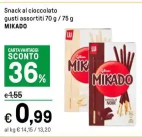 Iper La Grande Snack al cioccolato gusti assortiti 70 g / 75 g MIKADO offerta