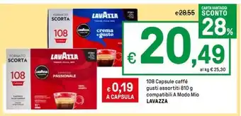 Iper La Grande 108 Capsule caffé gusti assortiti 810 g compatibili A Modo Mio LAVAZZA offerta