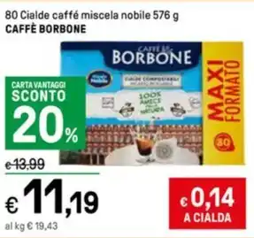 Iper La Grande 80 Cialde caffé miscela nobile 576 g CAFFÈ BORBONE offerta