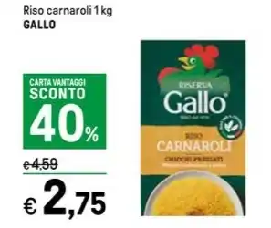 Iper La Grande Riso carnaroli 1 kg GALLO offerta