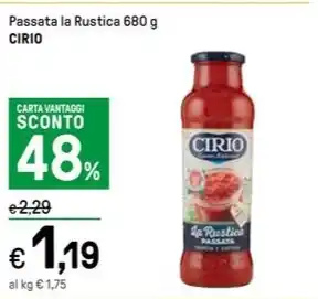 Iper La Grande Passata la Rustica 680 g CIRIO offerta