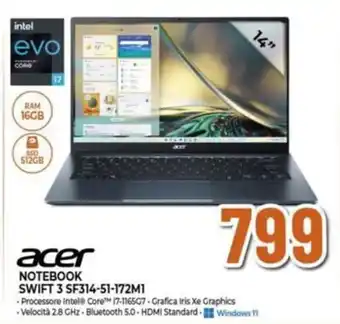 Expert acer NOTEBOOK SWIFT 3 SF314-51-172M1 offerta