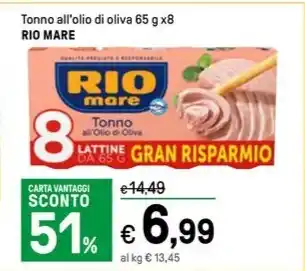 Iper La Grande Tonno all'olio di oliva 65 g x8 RIO MARE offerta