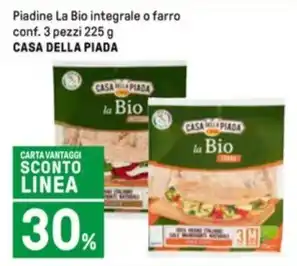 Piadine La Bio integrale o farro conf. 3 pezzi 225 g CASA DELLA PIADA