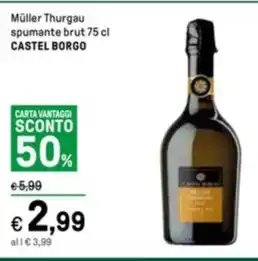 Iper La Grande Müller Thurgau spumante brut 75 cl CASTEL BORGO offerta