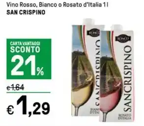 Iper La Grande Vino Rosso, Bianco o Rosato d'Italia 1 l SAN CRISPINO offerta