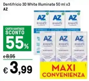 Iper La Grande Dentifricio 3D White Illuminate 50 ml x3 AZ offerta