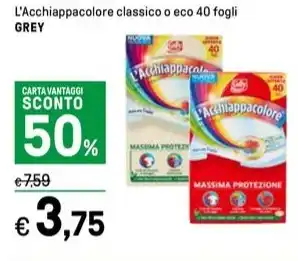 Iper La Grande L'Acchiappacolore classico o eco 40 fogli GREY offerta