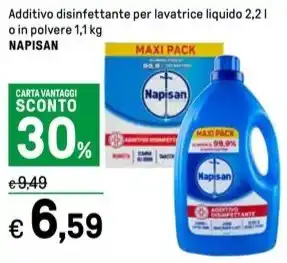 Iper La Grande Additivo disinfettante per lavatrice liquido 2,2 l o in polvere 1,1 kg NAPISAN offerta