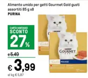 Iper La Grande Alimento umido per gatti Gourmet Gold gusti assortiti 85 g x8 PURINA offerta
