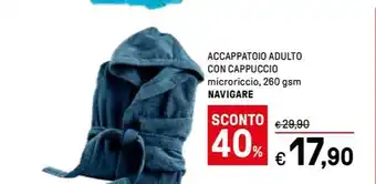 ACCAPPATOIO ADULTO CON CAPPUCCIO microriccio, 260 gsm NAVIGARE