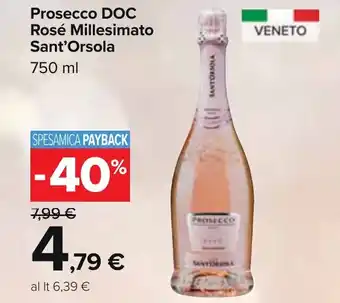 Carrefour Market Prosecco DOC Rosé Millesimato Sant'Orsola offerta