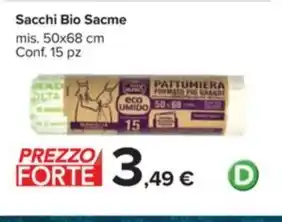 Carrefour Market Sacchi Bio Sacme mis. 50x68 cm Conf. 15 pz offerta