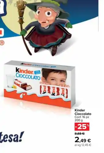 Carrefour Market Kinder Cioccolato Conf. 16 pz 200 g offerta
