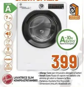 Expert Hoover LAVATRICE SLIM H3WPS4376TAMB6S offerta