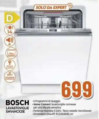 Expert BOSCH LAVASTOVIGLIE SMV4HCX21E offerta