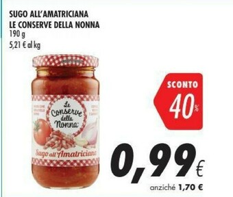 Coop Le Conserve della Nonna Sugo All'Amatriciana 190 G(ml) offerta