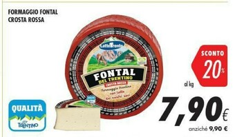 Coop Latte trento Formaggio Fontal Crosta Rossa offerta