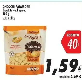 Coop Patamore Gnocchi Di Patate Agli Spinaci 500 G(ml) offerta