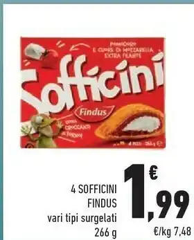 Conad Findus 4 Sofficini Pomodoro E Cuore Di Mozzarella Extra Filante 266 G offerta