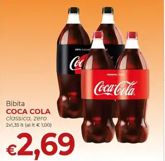 Bibita COCA COLA classica, zero 2x1,35 It