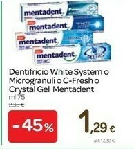 Carrefour Mentadent Dentifricio White System offerta