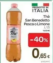 Carrefour San Benedetto Thè Pesca Con Fruttosio 1500 G(ml) offerta