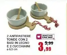 Happy Casa 2 Antipastiere Tonde Con 2 Basi In Legno E2 Cucchiaini offerta