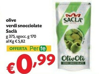 Pam Saclà Olive Verdi Snocciolate offerta