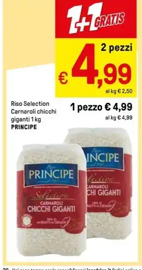 Iper La Grande Riso Selection Carnaroli chicchi giganti 1 kg PRINCIPE offerta