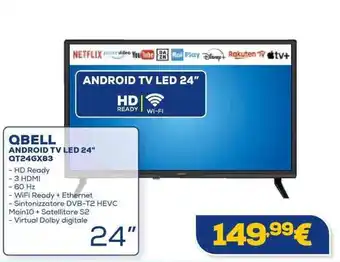 Euronics QBELL ANDROID TV LED 24" QT24GX83 offerta