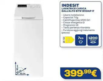 INDESIT LAVATRICE CARICA DALL'ALTO BTW B7231P IT